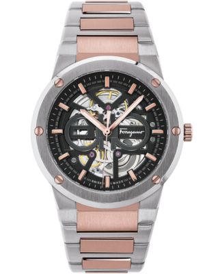 Salvatore Ferragamo - Men's Swiss Automatic F-80 Skeleton Two-Tone Stainless Steel Bracelet Watch 40mm