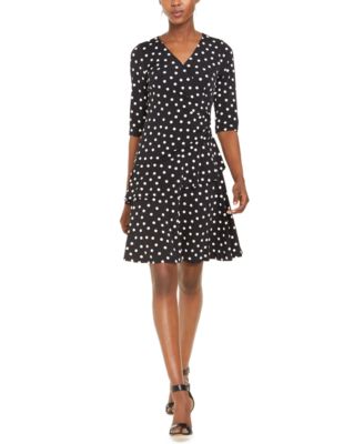 polka dot ruffle wrap dress