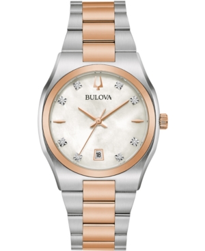 image of Bulova Women-s Surveyor Diamond-Accent Two-Tone Stainless Steel Bracelet Watch 34mm, Created for Macy-s