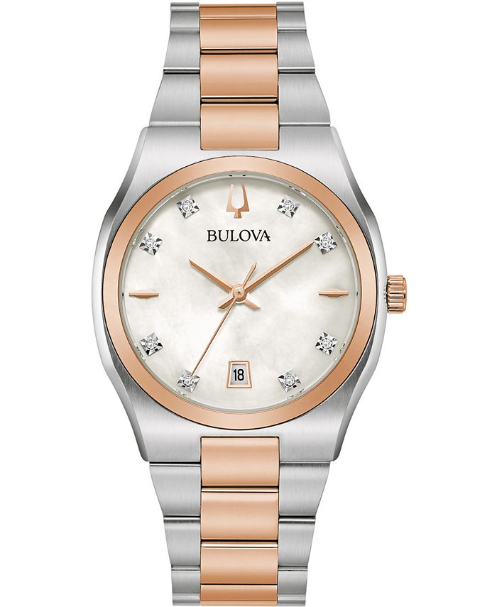 Bulova - Women's Surveyor Diamond-Accent Two-Tone Stainless Steel Bracelet Watch 34mm