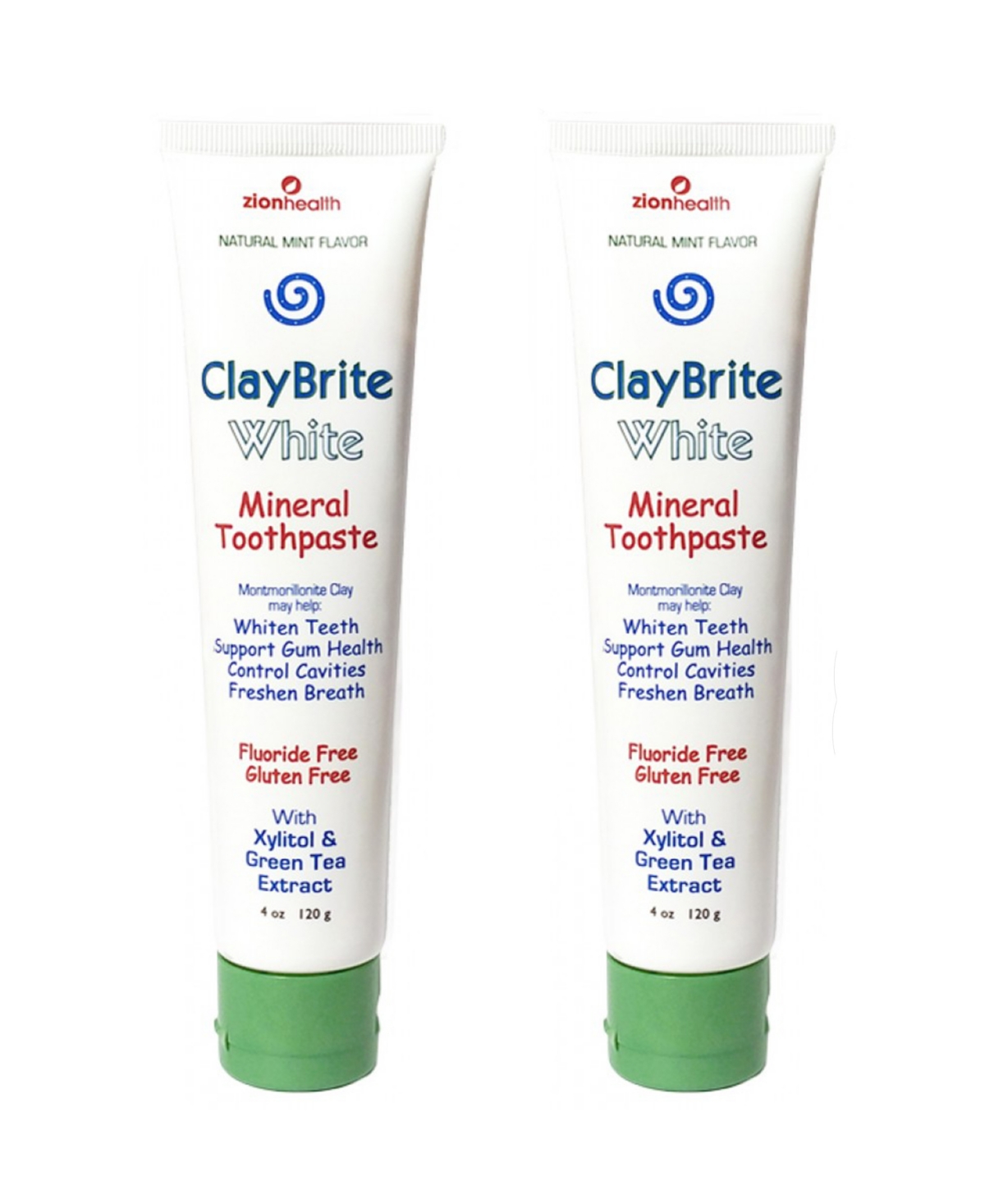 Claybrite White Toothpaste, Non Fluoride Set of 2 Pack, 8oz