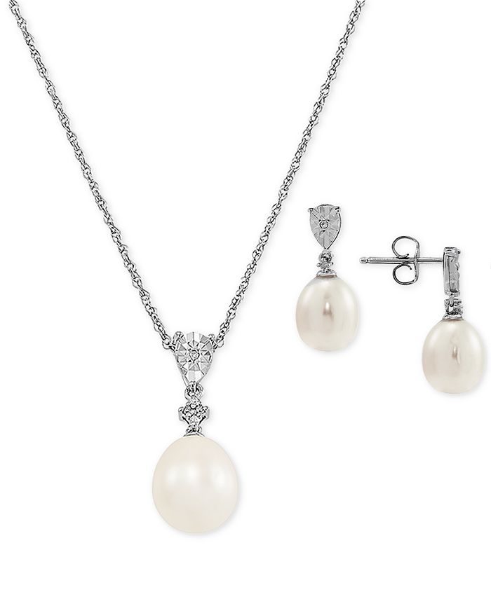 Macy's pearl necklace best sale earring set