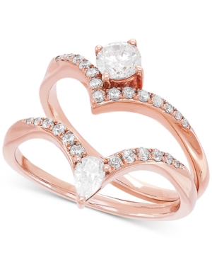 image of Certified Diamond Chevron Bridal Set (3/4 ct. t.w.) in 14k Rose Gold
