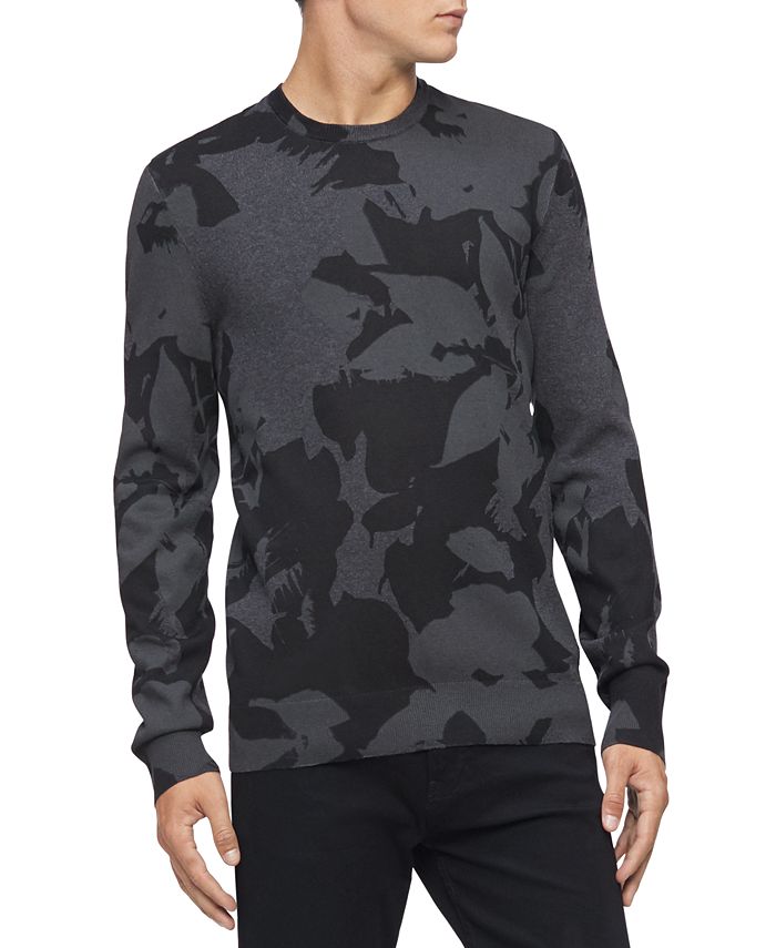 Calvin Klein Men's Regular-Fit Textured Floral Jacquard Sweater & Reviews -  Sweaters - Men - Macy's