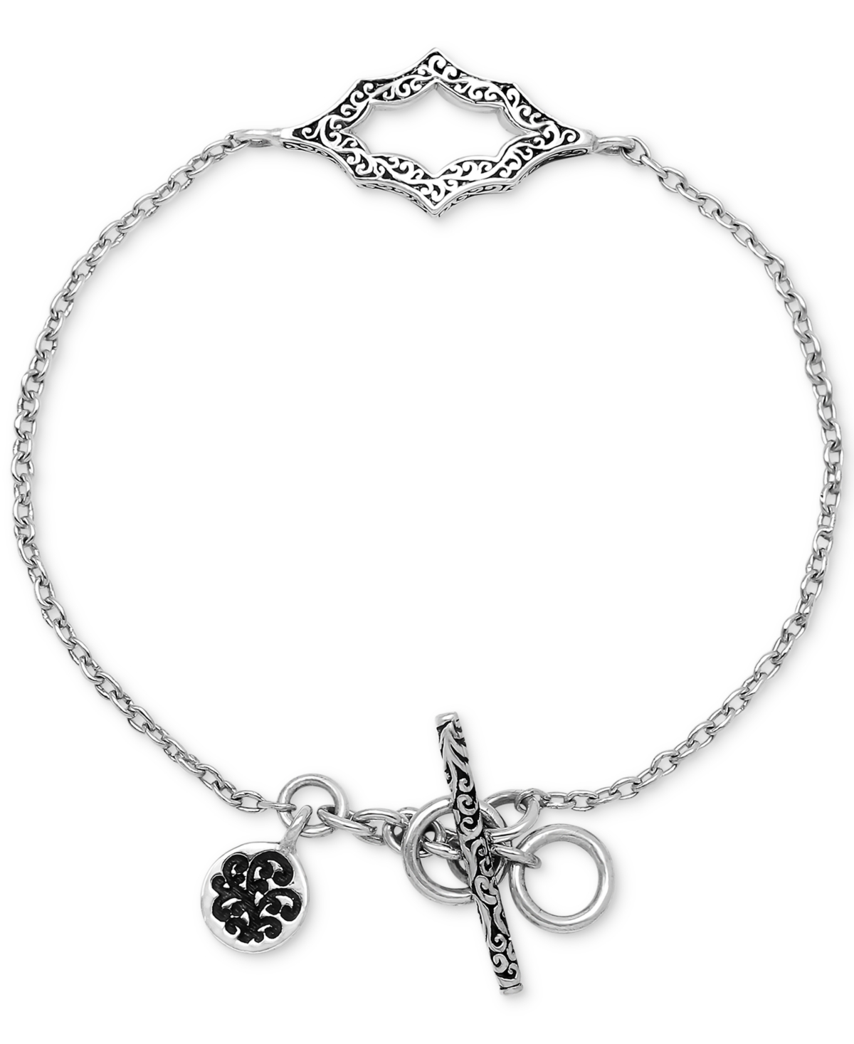 Filigree Cut-Out Toggle Bracelet in Sterling Silver - Silver