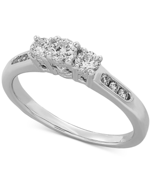 image of Diamond Three Stone Engagement Ring (1/2 ct. t.w.) in 14k White Gold