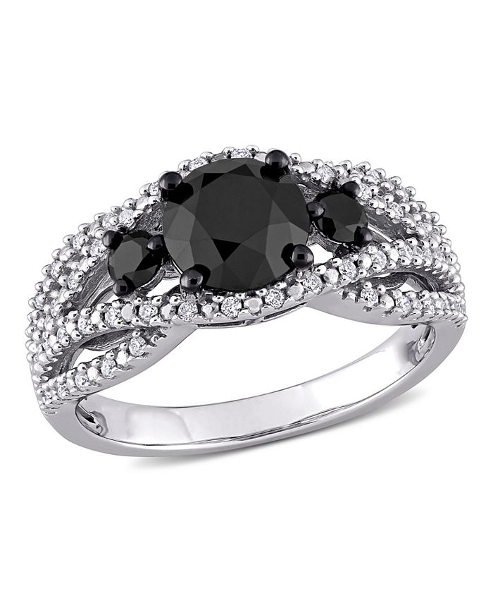 Macy s Black and White Diamond 1 7 8 ct. t.w. Engagement Ring in
