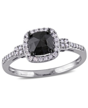 image of Black and White Diamond (1 ct. t.w.) Engagement Ring in 14k White Gold