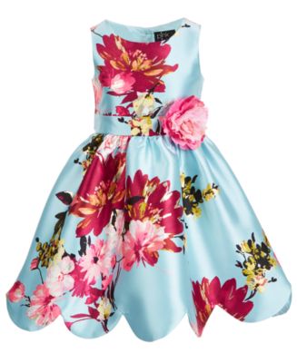 Pink & Violet Little Girls Floral-Print Scalloped Mikado Dress - Macy's