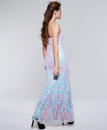 Say Yes to the Prom Juniors Iridescent Sequin Mermaid Gown