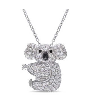 image of Created White Sapphire (1 1/20 ct. t.w.) and Black Spinel Accent Koala Necklace in Sterling Silver