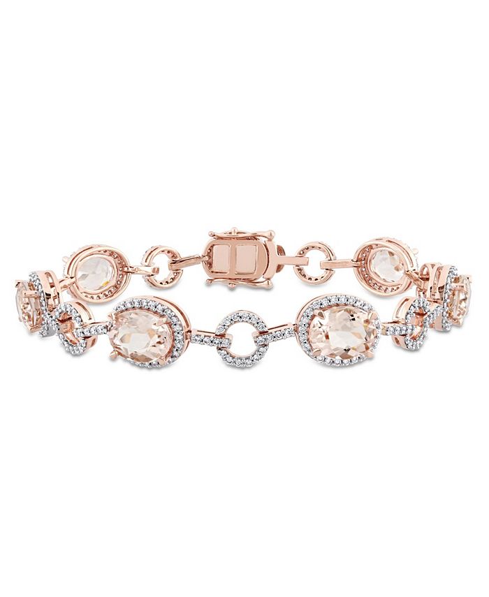 Macy's - Morganite (11 3/4 ct. t.w.) and Diamond (1 1/2 ct. t.w.) Link Bracelet in 14k Rose Gold