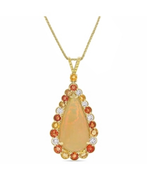 image of Opal (17 2/5 ct. t.w.), Yellow and Orange Sapphire (4 ct. t.w.) and Diamond (7/8 ct. t.w.) Drop Necklace in 14k Yellow Gold