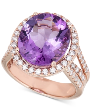 image of Amethyst (9 ct. t.w.) & Diamond (7/8 ct. t.w.) Ring in 14k Rose Gold