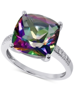 image of Mystic Topaz (8 ct. t.w.) & Diamond (1/20 ct. t.w.) Ring in 14k White Gold