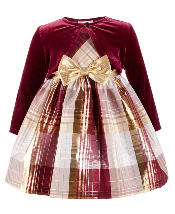 Bonnie Baby Baby Girls Plaid Dress Shrug Reviews Dresses Kids Macy S