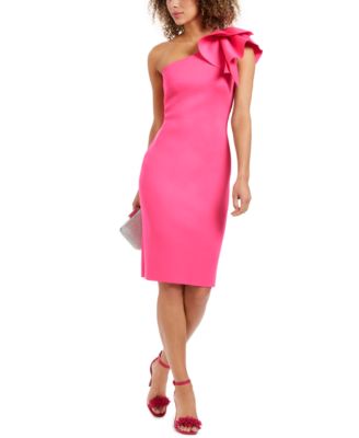 eliza j ruffle v neck dress