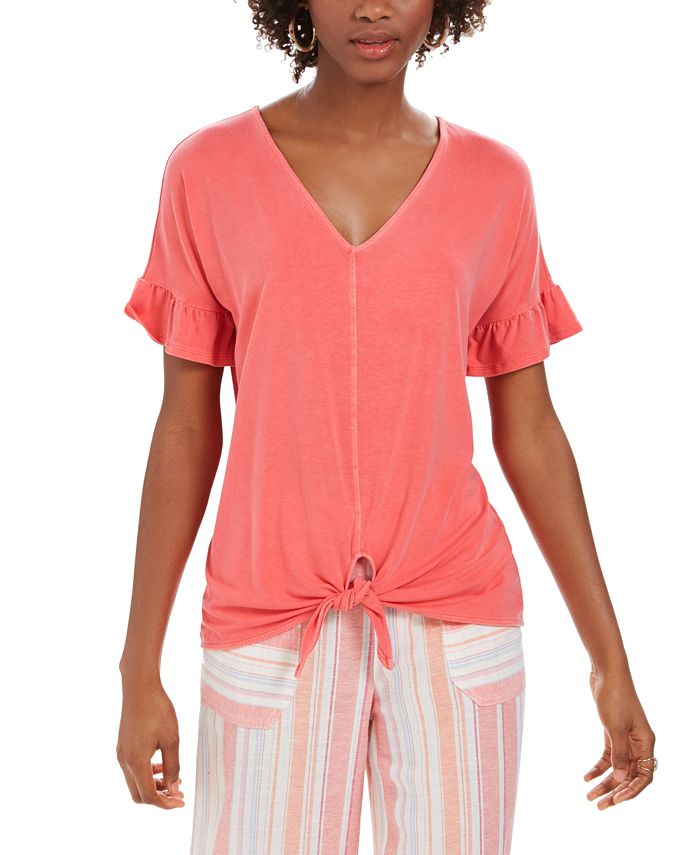 Style Co Flutter Sleeve Tie Front Top Created for Macy s Macy s