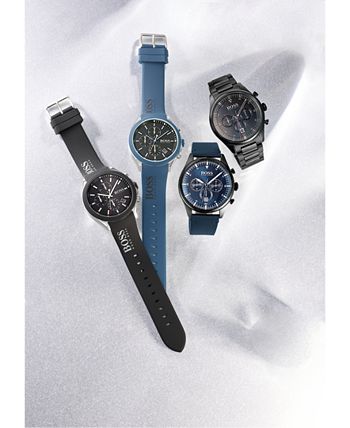 BOSS - Men's Chronograph Velocity Blue Silicone Strap Watch 45mm