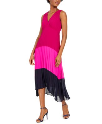 petite pleated midi dress