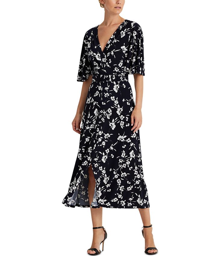 Lauren Ralph Lauren Floral Belted Jersey Dress - Macy's
