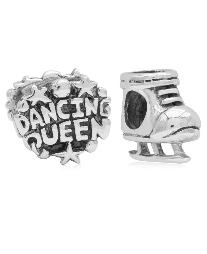 Rhona Sutton - Children's Dancing Queen Skate Bead Charms - Set of 2 in Sterling Silver
