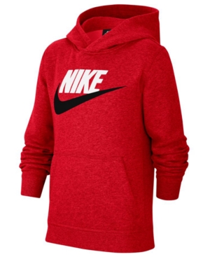 Nike Big Boys Club Fleece Sportswear Pullover Hoodie In University Red