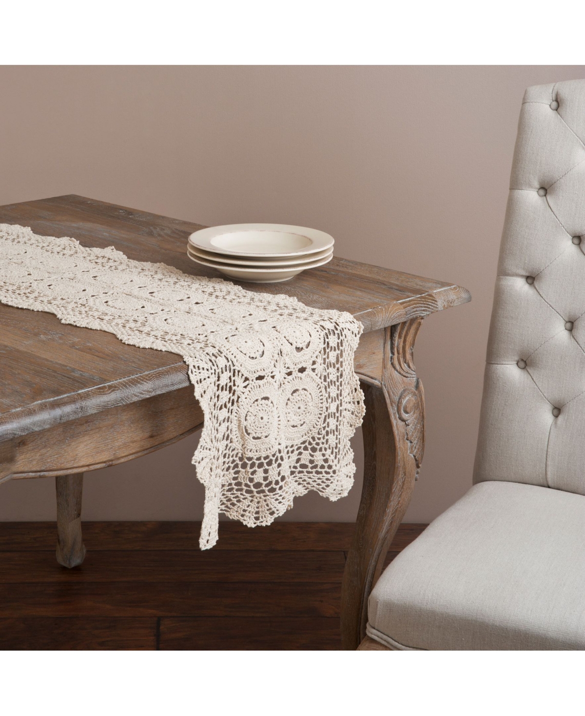 UPC 789323125538 product image for Saro Lifestyle Handmade Cotton Crochet Table Runner, 16