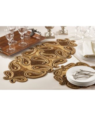 Beaded Paisley Design Table Runner