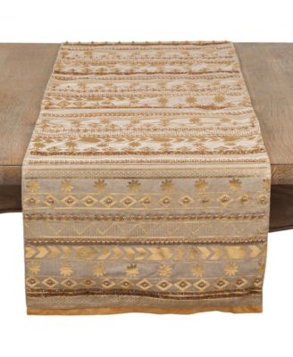 Beaded Aztec Cotton Table Runner