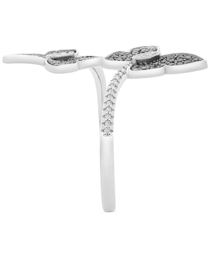 Macy's - Diamond Butterfly Bypass Statement Ring (1/2 ct. t.w.) in Sterling Silver