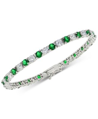 Macy's - Cubic Zirconia Green Tennis Bracelet in Sterling Silver