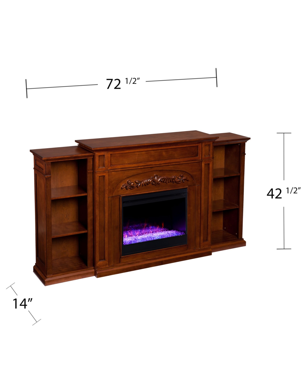 Southern Enterprises Cardewell Color Changing Fireplace with Bookcases