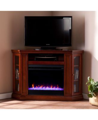 Stonington Color Changing Corner Convertible Electric Fireplace with Storage