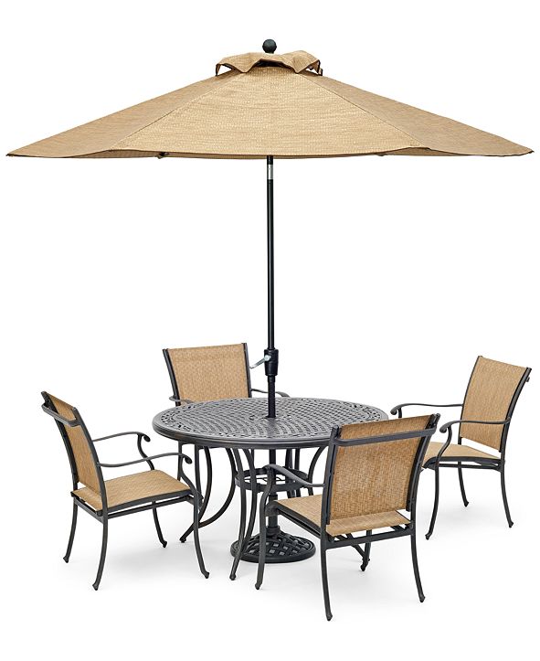Furniture Beachmont II Outdoor 5Pc. Dining Set (48" Round Table and 4 Dining Chairs), Created