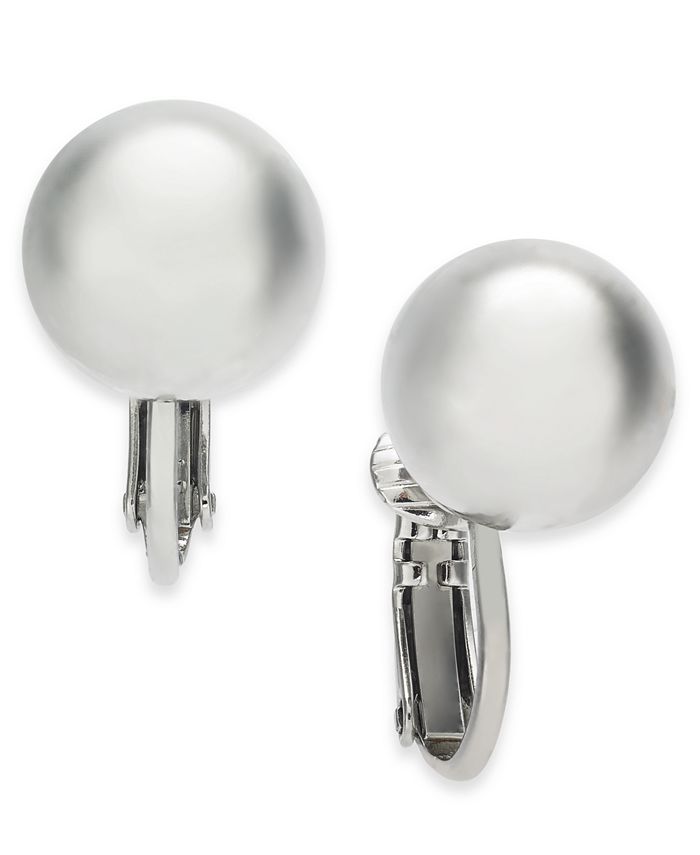 Charter Club - Silver-Tone Imitation Pearl Clip-On Earrings