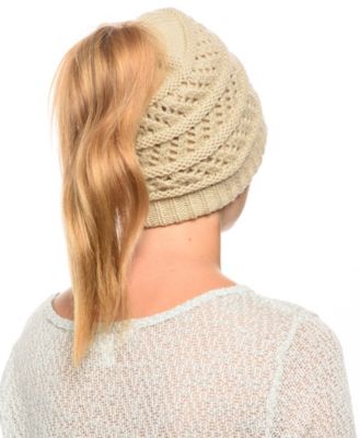 Messy Bun Ponytail Crochet Beanie