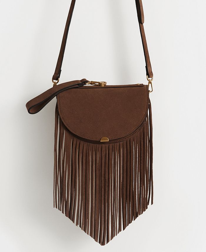 MANGO Fringe Bovine Leather Bag Macy s