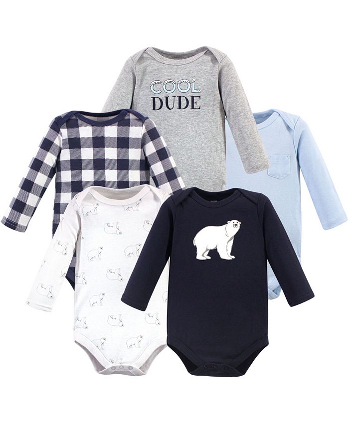 Hudson Baby unisex-baby Baby Long Sleeve Bodysuit 5 Pack