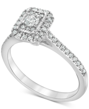 image of Diamond Square Halo Engagement Ring (1/2 ct. t.w.) in 14k White Gold