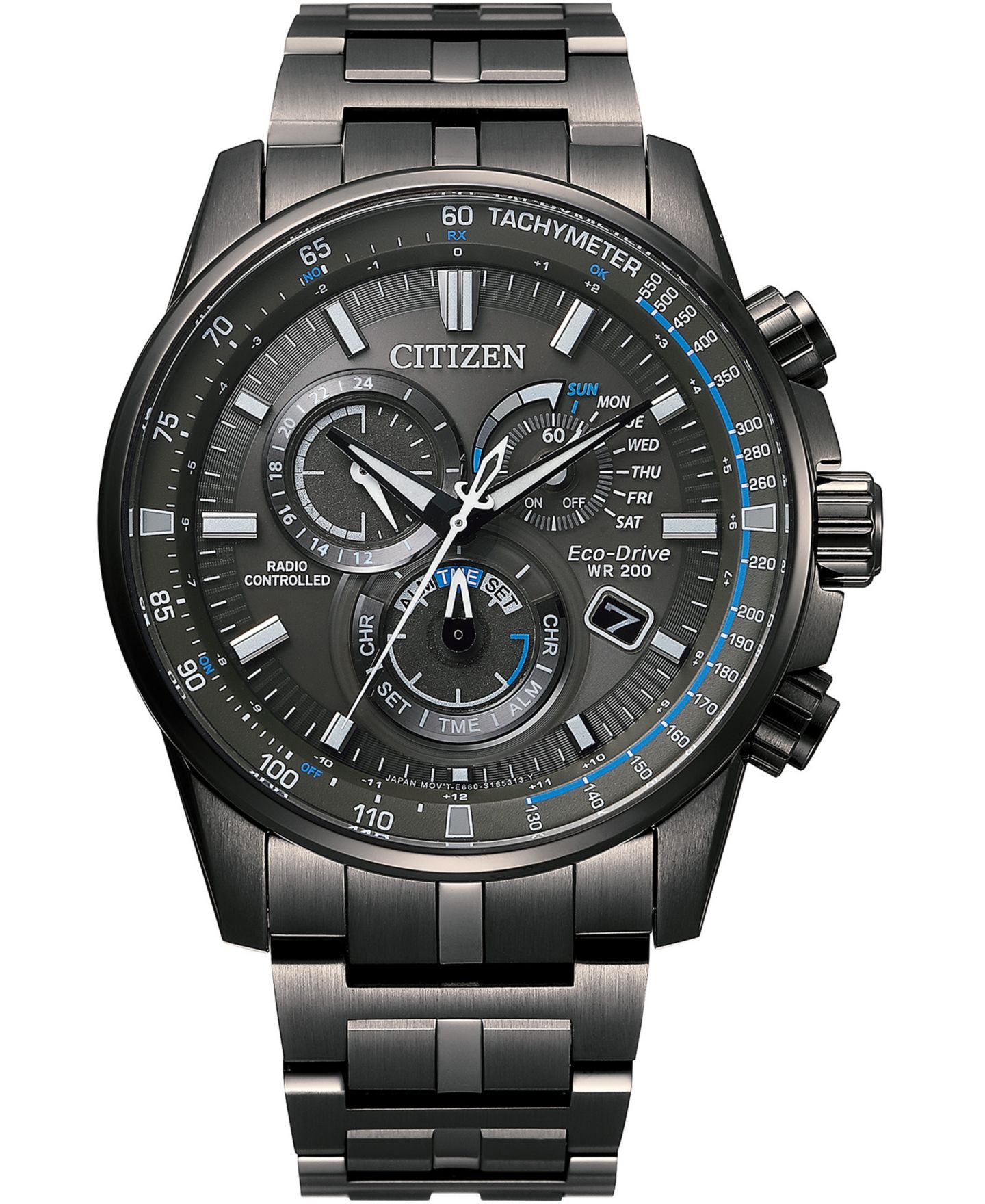 Мужские часы Citizen Eco-Drive Pcat Gray Stainless Steel Bracelet Watch 43mm — фото 1