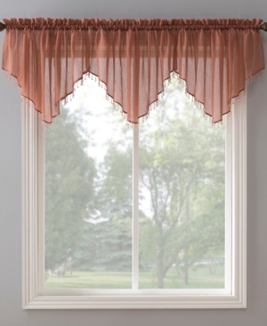 No. 918 Crushed Sheer Voile 51" X 24" Beaded Ascot Valance In Cedar