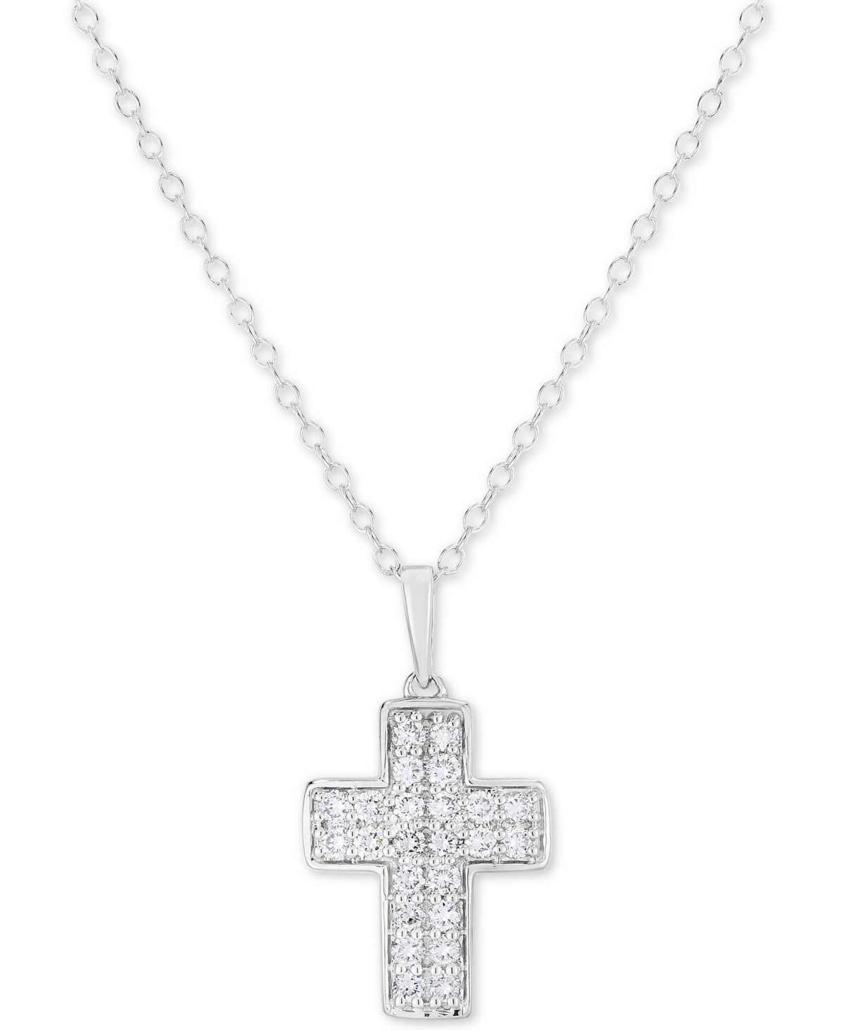 Forever Grown Diamonds Lab-Created Diamond Cross 18" Pendant Necklace (1/2 ct. t.w.) in Sterling Silver