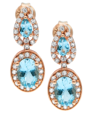 image of Aquamarine ( 2-3/4 ct. t.w) Diamond (5/8 ct. t.w) Earrings in 14K Rose Gold
