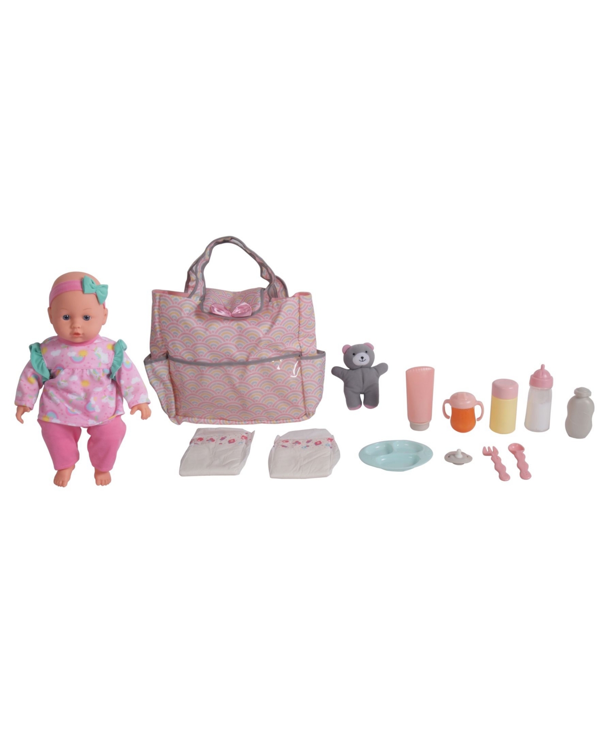 Redbox Dream Collection 14" Pretend Play Baby Doll With Diaper Bag Accessories Set In Multi