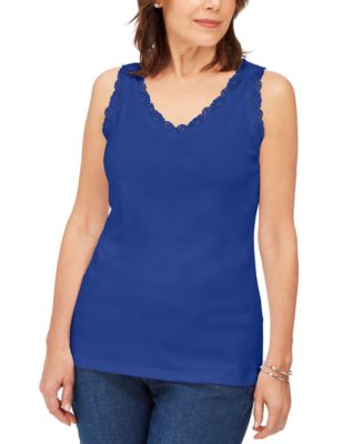 Cotton Scalloped-Lace Tank Top main image 1