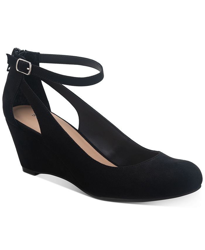 Macy's black wedge shoes online