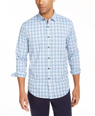 Club Room Men's Performance Ombre Plaid Shirt with Pocket, Created for ...