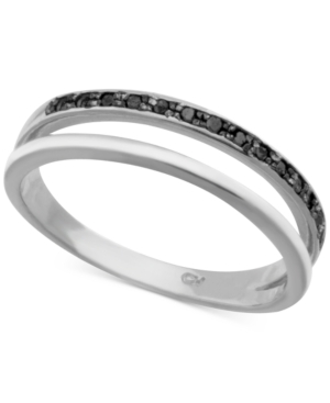 Macy's Diamond Split Shank Band (1/10 Ct. T.w.) In Sterling Silver In Sterling Silver