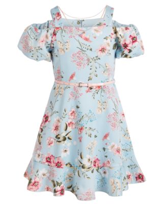 Beautees Big Girls Cold-Shoulder Belted Skater Dress Macy's